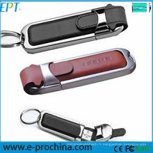 Bâton adapté aux besoins du client d&#39;instantané d&#39;USB de mémoire de lecteur de stylo de cuir d&#39;unité centrale (EL015)